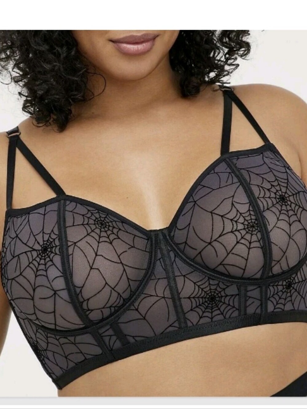 Torrid Women's Plus Size 3X Black Mesh Spider Longline Bralette! Great Condition